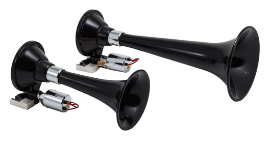 Kleinn Black Dual Horn/ 13In/8In - High Impact ABS Trumpet/ Zinc Alloy Base