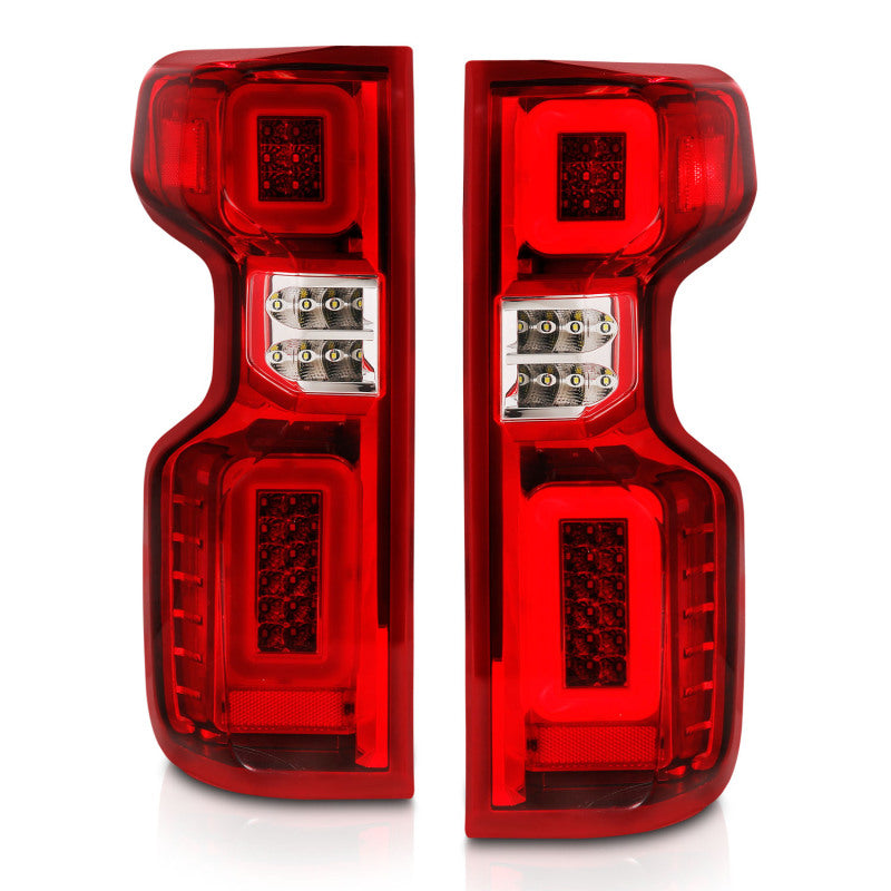 ANZO 19-21 Chevy Silverado Full LED Taillights Chrome Housing Red/Clear Lens G2 (w/C light Bars)