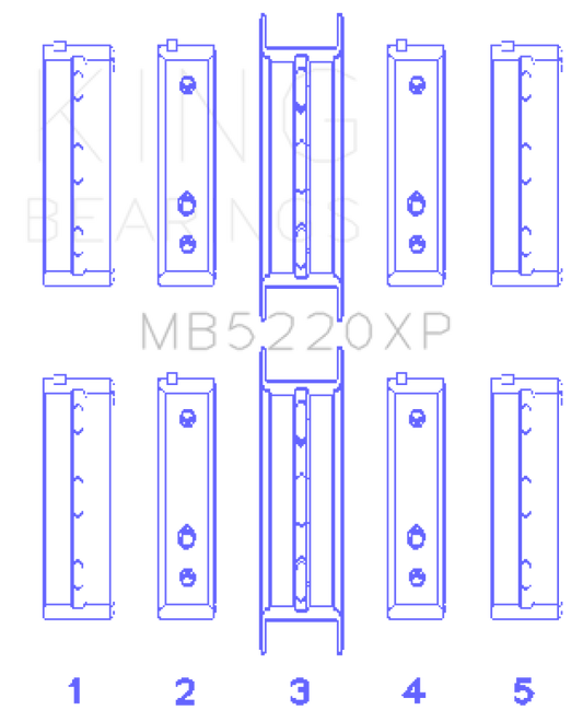 King Subaru WRX/STi EJ20 EJ22 EJ25 Flange #3 Position Performance Main Bearing Set - Size STD