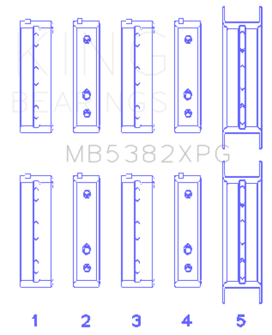 King Subaru EJ20/EJ22/EJ25 (For Thrust in #5 Position) Tri-Metal Perf Main Bearing Set - Size +0.5mm